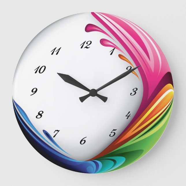 Modern Colour Wave Wall Clock (Front)
