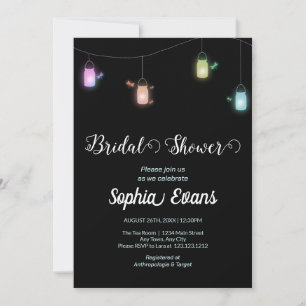 Modern Coloured Hanging Mason Jars Black Shower Invitation