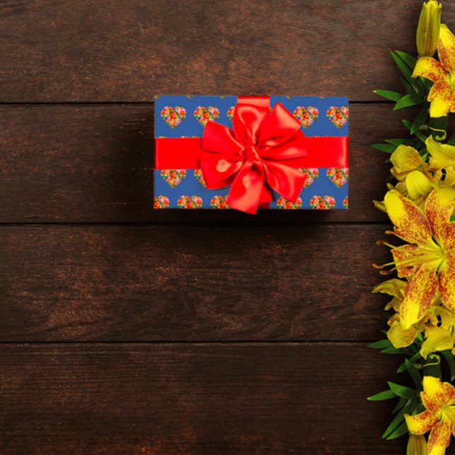 Modern coloured heart blue pattern wrapping paper (Creator Uploaded)