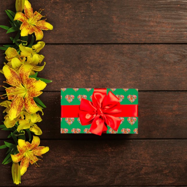 Modern coloured heart green pattern wrapping paper (Creator Uploaded)