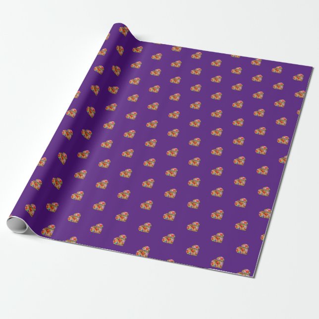 Modern coloured heart purple pattern wrapping pape paper (Unrolled)