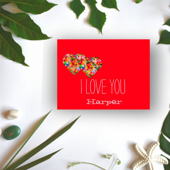 Modern coloured heart red i love you holiday postcard (Creator Uploaded)