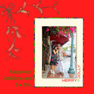 Modern colourful 1 photo Christmas holiday card