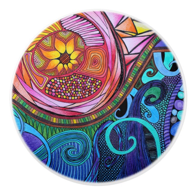 Modern Colourful Abstract Art Ceramic Knob (Front)