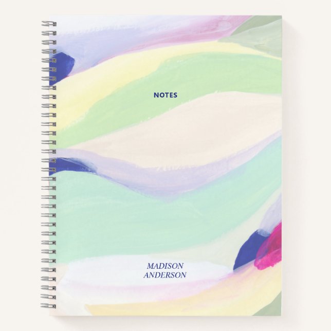 Modern Colourful Abstract Art Personalized Name Pl Notebook (Front)