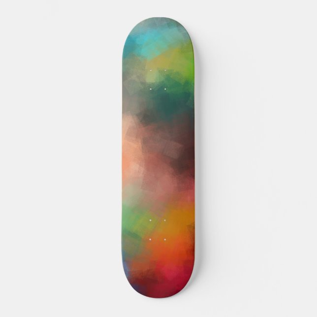 Modern Colourful Abstract Art Pink Red Blue Green Skateboard (Front)