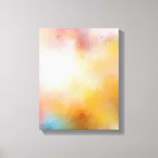 Modern Colourful Abstract Art Red Yellow Blue Pink Canvas Print (Front)