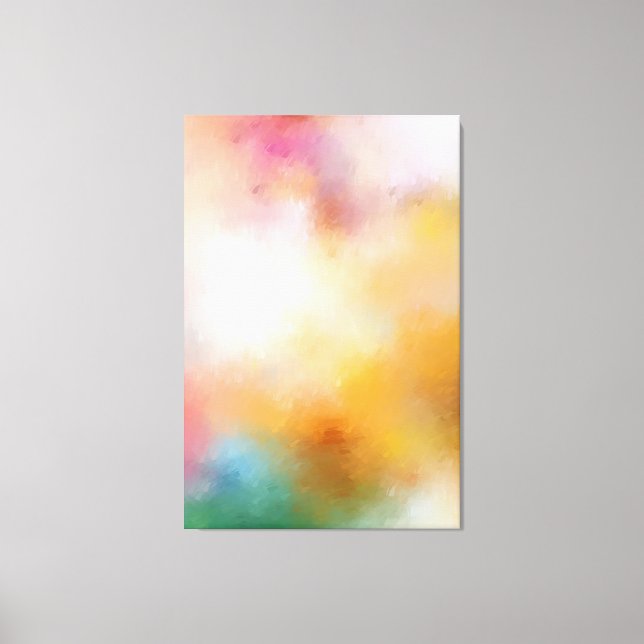 Modern Colourful Abstract Art Red Yellow Blue Pink Canvas Print (Front)