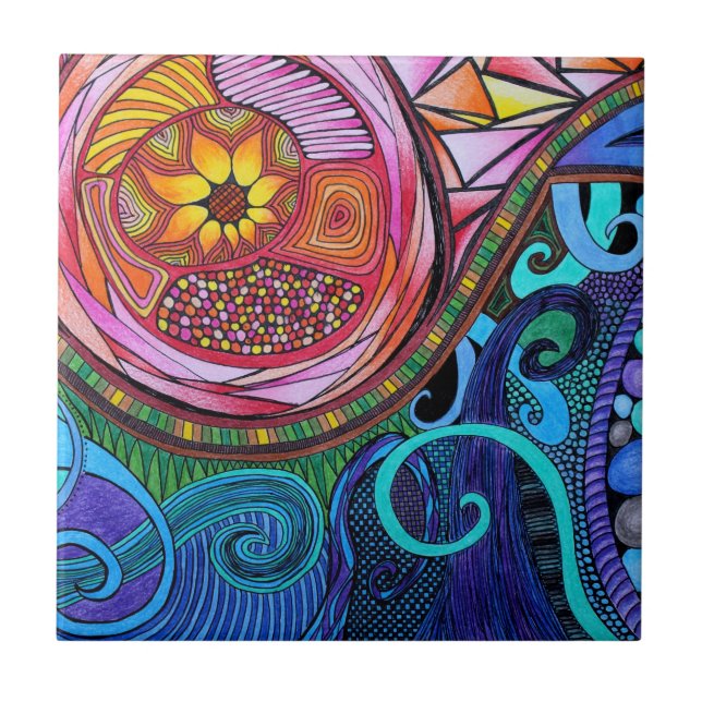 Modern Colourful Abstract Art Tile (Front)