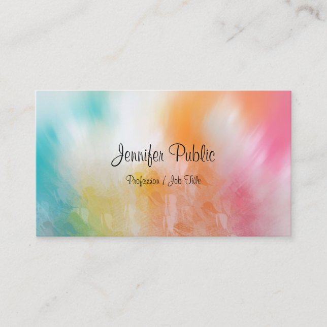 Modern Colourful Abstract Art Trendy Elegant Desig Business Card (Front)