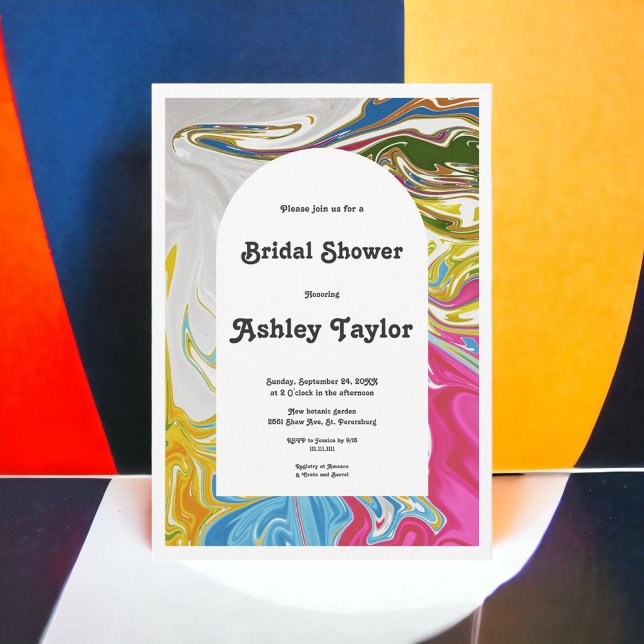 Modern Colourful Abstract Artistic Bridal Shower Invitation (Creator Uploaded)