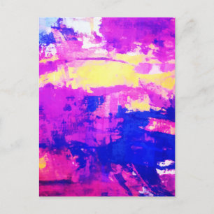 Modern Colourful Abstract Blue Purple Watercolor Postcard