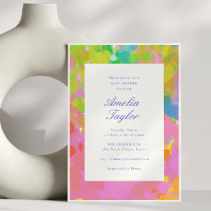 Modern Colourful Abstract Chic Baby Shower Invitation