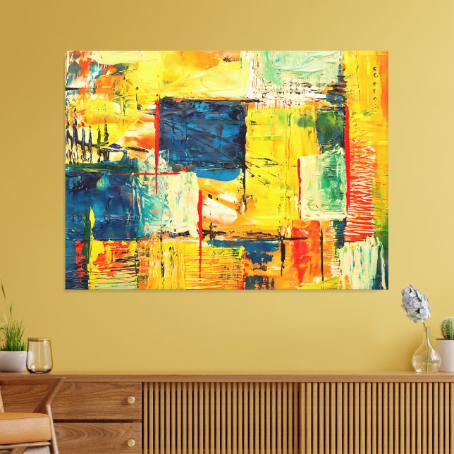 Modern Colourful Abstract Expression Canvas Print (Insitu(LivingRoom))