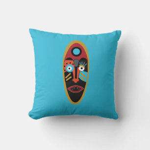 Modern colourful abstract face tattoo art throw pillow