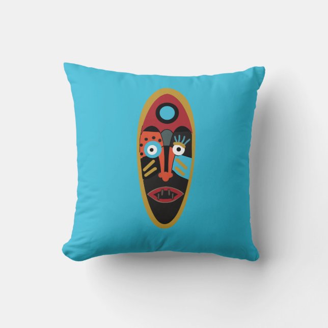Modern colourful abstract face tattoo art throw pillow (Front)