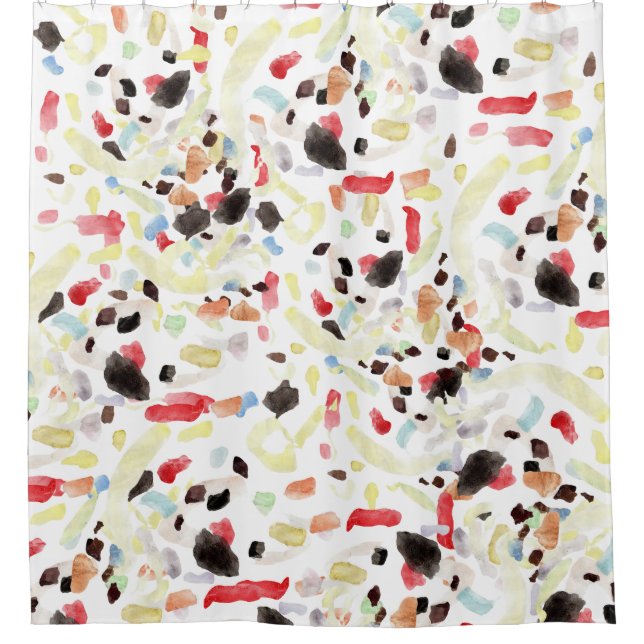 Modern Colourful Abstract Full Print Shower Curtai (Front)