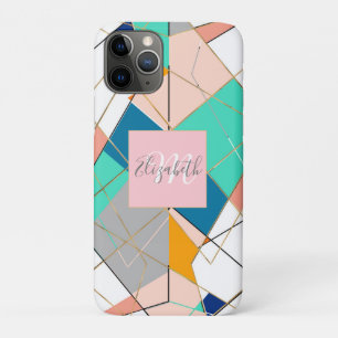 Modern Colourful Abstract Gold Geometric Strokes iPhone 11 Pro Case