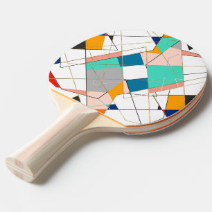 Modern Colourful Abstract Gold Geometric Strokes Ping Pong Paddle