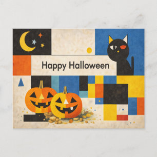Modern Colourful Abstract Halloween Holiday Postcard