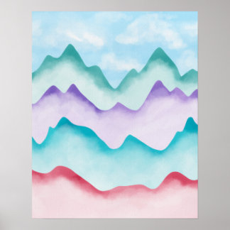 Modern Colourful Abstract Mountains Poster