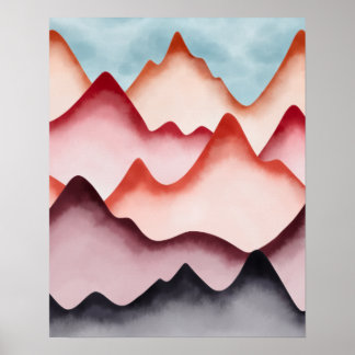Modern Colourful Abstract Mountains Poster