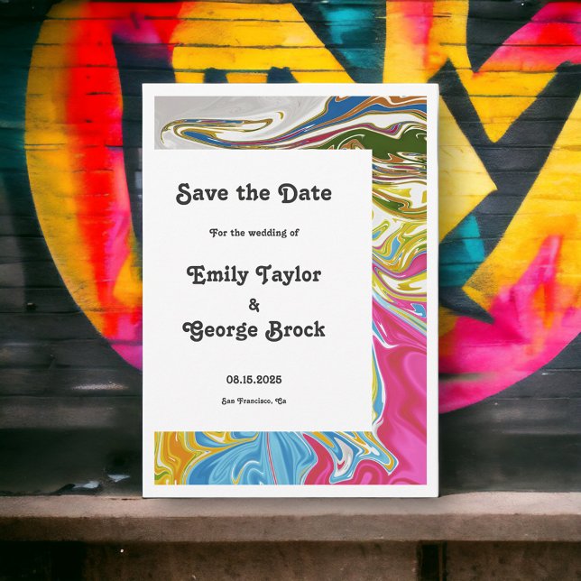 Modern Colourful Abstract Paint Artistic Wedding Save The Date (Creator Uploaded)