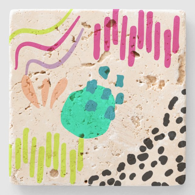 Modern colourful Abstract pattern. Stone Coaster (Front)