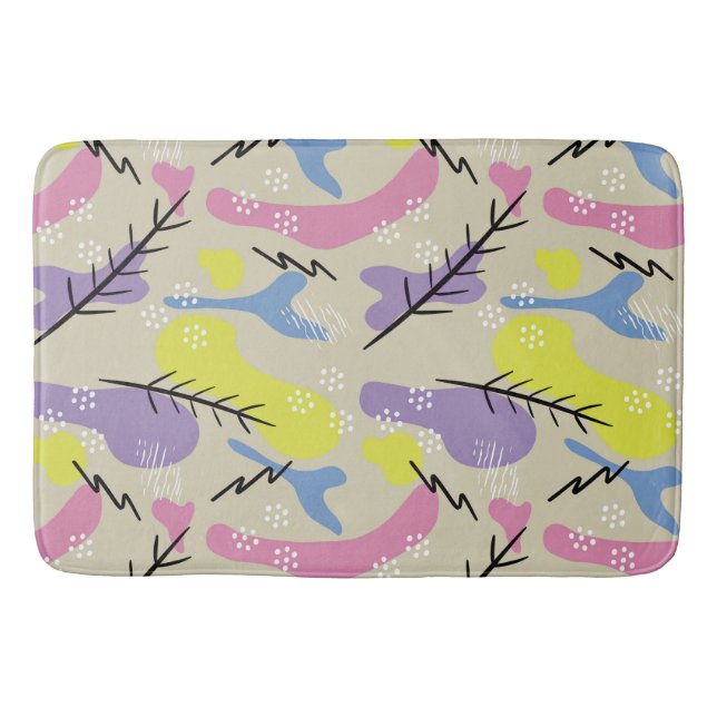 Modern Colourful Abstract Shapes Bath Mat (Front)