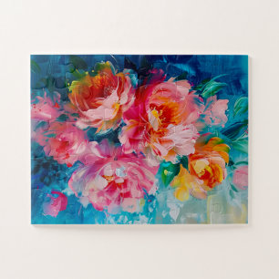 Modern Colourful Abstract Style Flowers Bouquet Jigsaw Puzzle