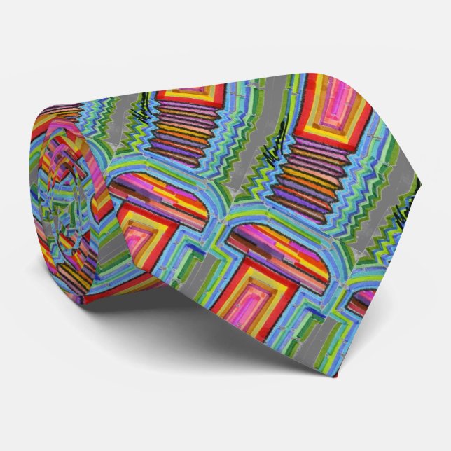 Modern colourful abstract watercolor pattern tie (Rolled)