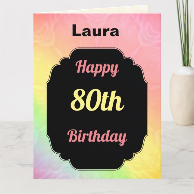 Modern colourful Add name 80th Birthday Card (Front)