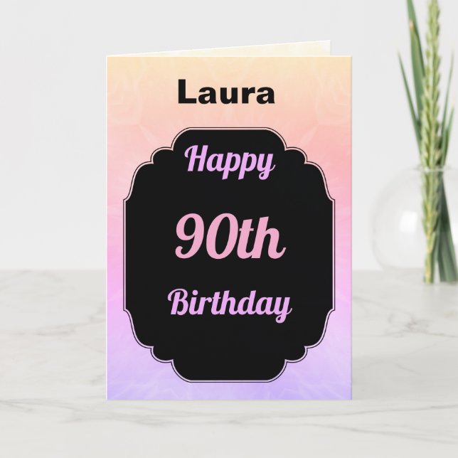 Modern colourful Add name 90th Birthday Card (Front)
