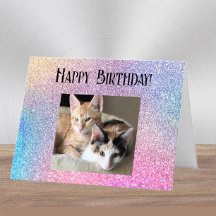 Modern Colourful Add Photo-Text   Happy Birthday Card