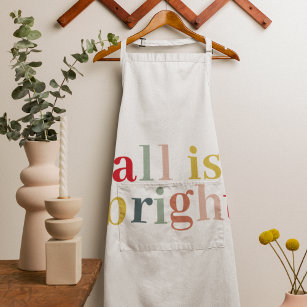 Modern Colourful All Is Bright   Happy Holiday Apron