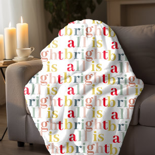 Modern Colourful All Is Bright   Happy Holiday Sherpa Blanket