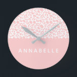 Modern colourful animal print desifn round clock<br><div class="desc">Modern colourful animal print design. Colour can be customized to suit your room. Part of a collection.</div>