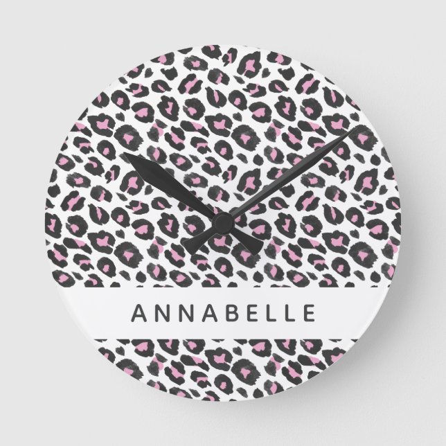 Modern colourful animal print design round clock (Front)