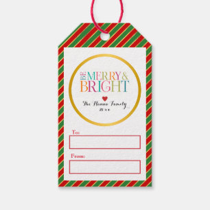 Modern Colourful Be Merry & Bright Christmas Seaso Gift Tags