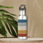 Modern Colourful Beach Colorblock Personalized Nam 710 Ml Water Bottle<br><div class="desc">This colourful and modern design features a colour block pattern in blue and brown with your personalized name #waterbottles #drinkware #personalizedgifts</div>
