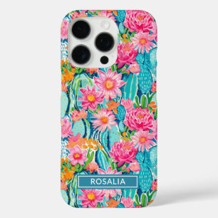 Modern Colourful Blooming Cacti Personalized iPhone 16 Pro Case