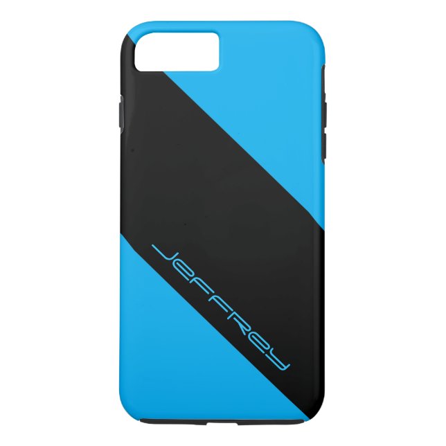 Modern Colourful Blue/Black Stripe Personalize Nam Case-Mate iPhone Case (Back)