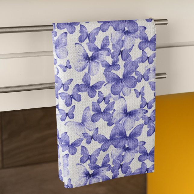 Modern Colourful Blue Butterflies Kitchen Towel (Creator Uploaded)
