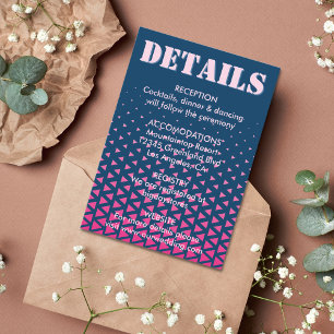 Modern Colourful Blue & Pink Geometric Wedding Enclosure Card