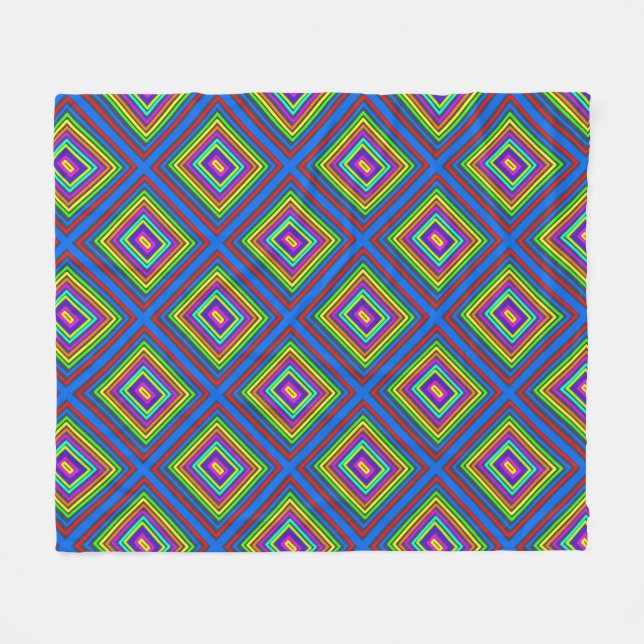 Modern colourful boho square geometric pattern  fleece blanket (Front (Horizontal))