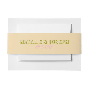 Modern Colourful Bold Fun Retro Unique Wedding Invitation Belly Band