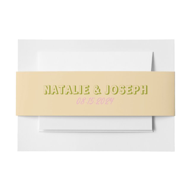 Modern Colourful Bold Fun Retro Unique Wedding Invitation Belly Band (Front Example)