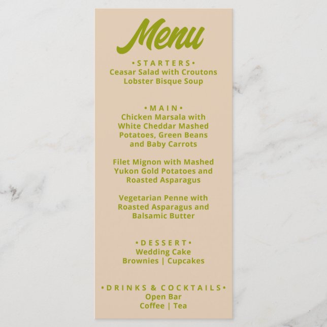 Modern Colourful Bold Funky Fun Unique Wedding  Menu (Front)