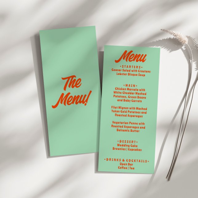 Modern Colourful Bold Funky Retro Groovy Wedding  Menu (Creator Uploaded)