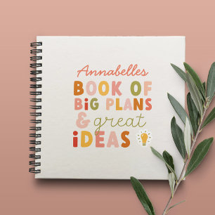 Modern colourful bold typography plans and ideas n notebook